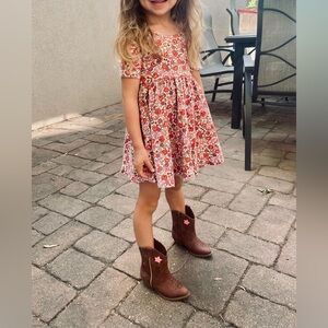 Alice + Ames Floral Kids Dress - Pink and Red